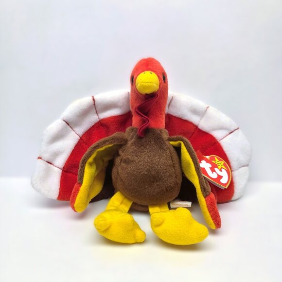 1996 Ty Beanie Baby GOBBLES Thanksgiving Turkey Stuffed Animal Plush 5.5" - Picture 1 of 10